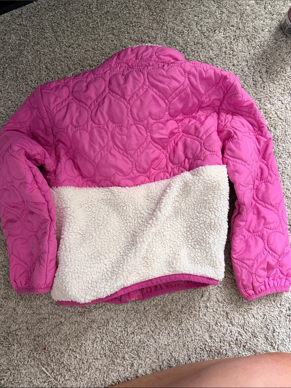 wonder nation Pink Quilted Puff & Cream Sherpa Jacket